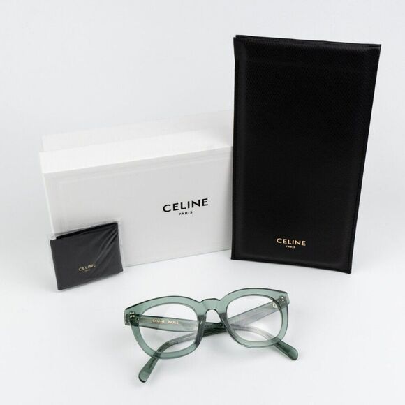 NEW Celine CL5004IN 093 CELINE 3 DOTS Transparent Teal Women Square Eyeglasses - Picture 10 of 12